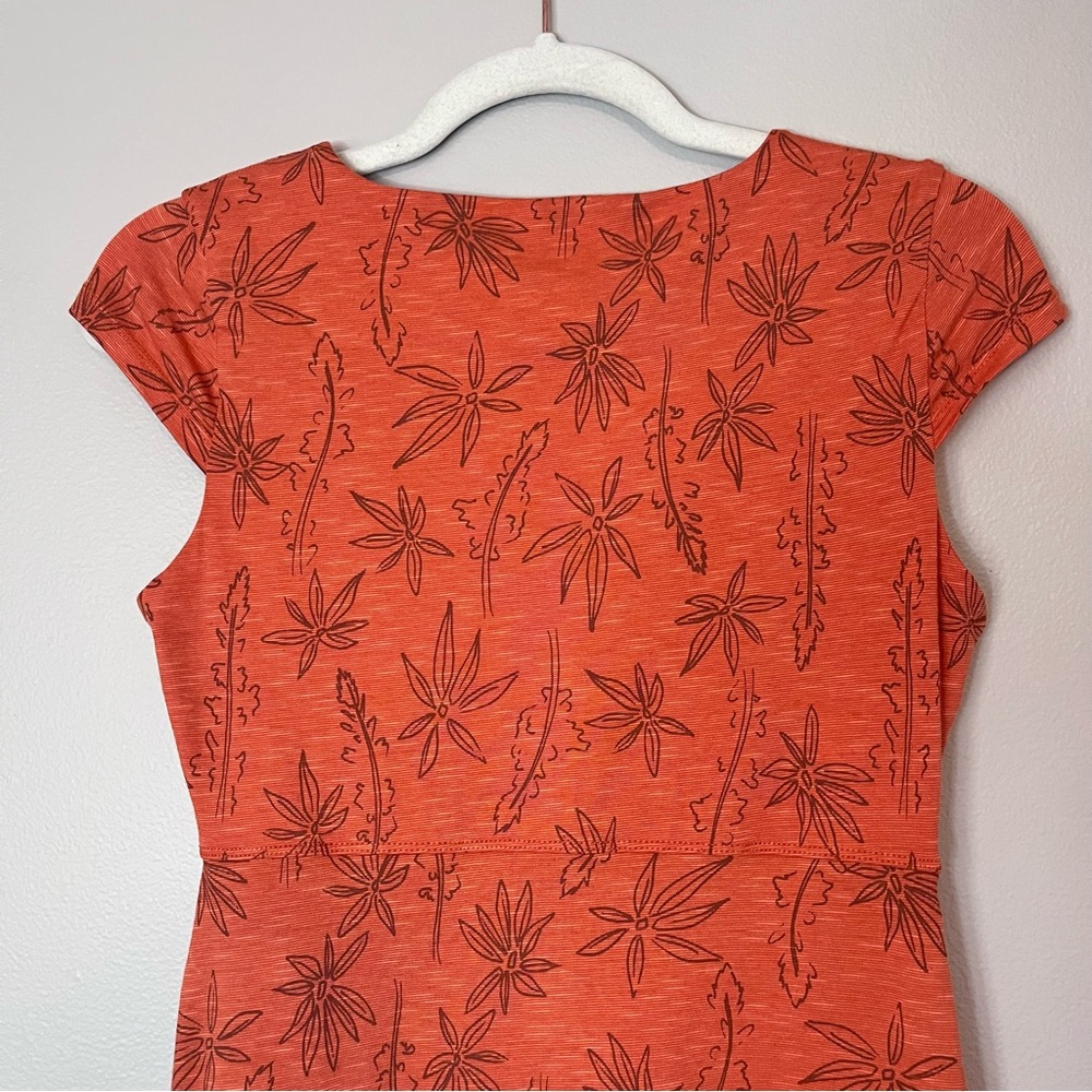 Toad & Co Rosemarie Organic Cotton A-Line Empire Waist Dress Orange Floral XS - Picture 8 of 9